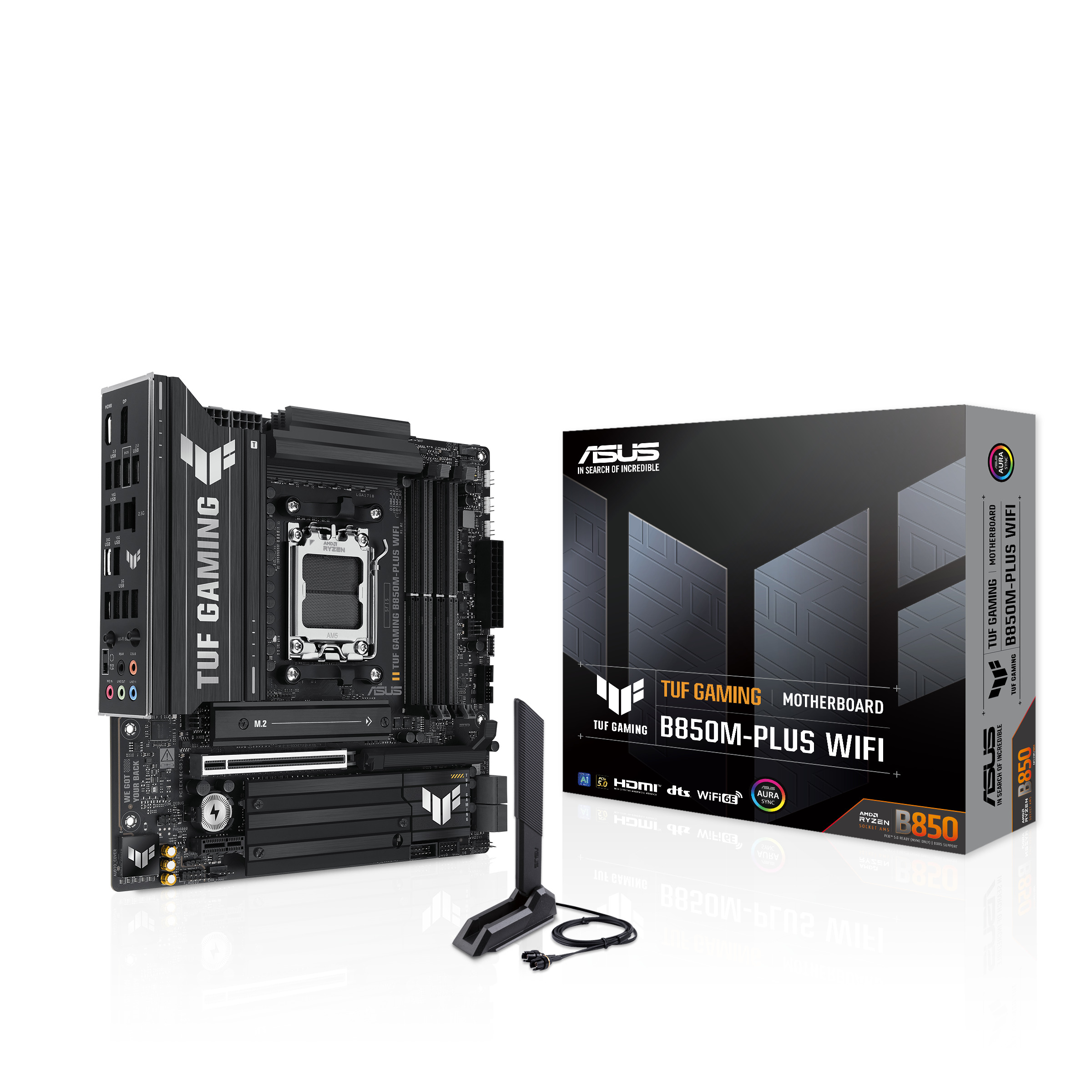  B850 m-ATX Motherboard: AM5 Socket For AMD Ryzen 7000/8000/9000 Series Processors<BR>4x DDR5, 2x SATA 6Gb/s, PCIe 5.0, 1x M.2 Gen5 + 2x M.2 Gen4, USB 3.2, 2.5GbE LAN, Wi-Fi 6E + Bluetooth, Realtek ALC1220P Audio, 1xHDMI/ 1x DP  